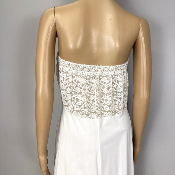 Vintage Hollywood Vassarette Full Slip 36S Sleeveless Sheer Lace Applique White - Picture 8 of 11